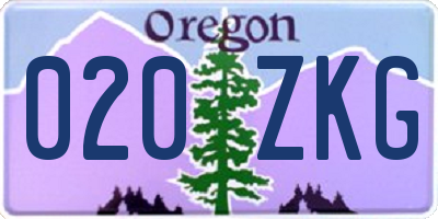 OR license plate 020ZKG