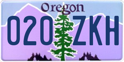 OR license plate 020ZKH