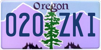 OR license plate 020ZKI
