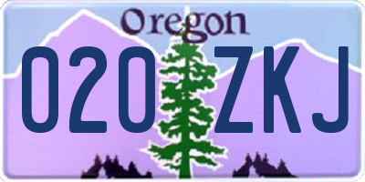 OR license plate 020ZKJ