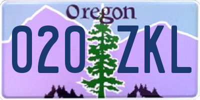 OR license plate 020ZKL
