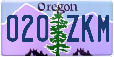 OR license plate 020ZKM