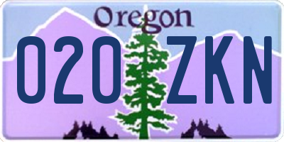 OR license plate 020ZKN