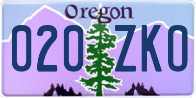 OR license plate 020ZKO