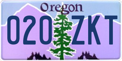 OR license plate 020ZKT