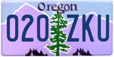 OR license plate 020ZKU