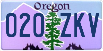 OR license plate 020ZKV