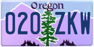 OR license plate 020ZKW