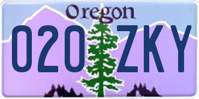 OR license plate 020ZKY