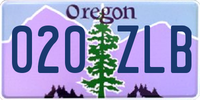 OR license plate 020ZLB