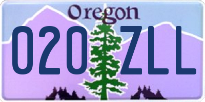 OR license plate 020ZLL