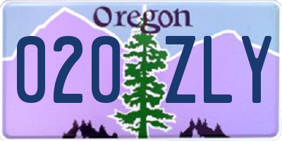 OR license plate 020ZLY
