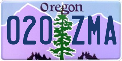 OR license plate 020ZMA