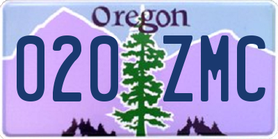 OR license plate 020ZMC