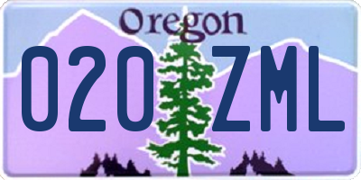OR license plate 020ZML