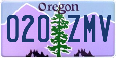 OR license plate 020ZMV