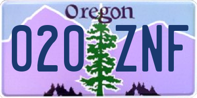 OR license plate 020ZNF