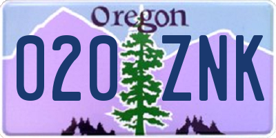 OR license plate 020ZNK