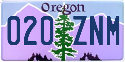 OR license plate 020ZNM