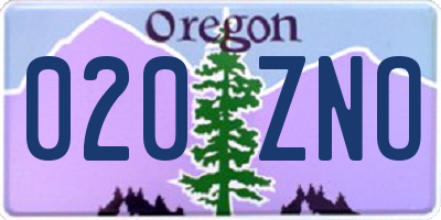 OR license plate 020ZNO