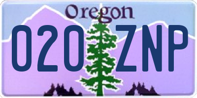 OR license plate 020ZNP