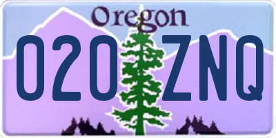 OR license plate 020ZNQ