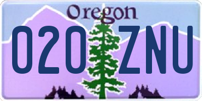 OR license plate 020ZNU