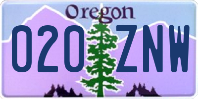 OR license plate 020ZNW