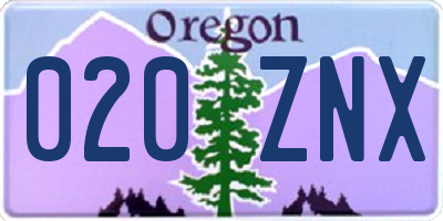OR license plate 020ZNX