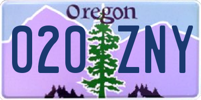 OR license plate 020ZNY