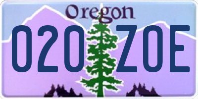 OR license plate 020ZOE