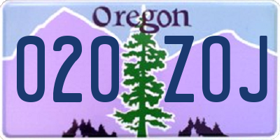 OR license plate 020ZOJ