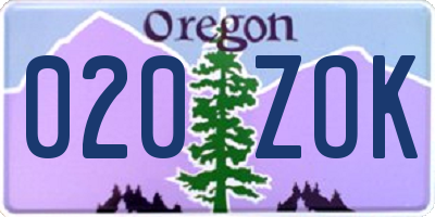 OR license plate 020ZOK