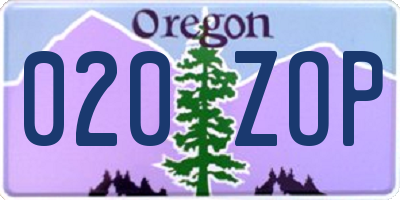 OR license plate 020ZOP
