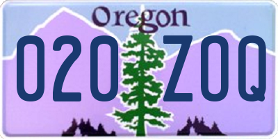 OR license plate 020ZOQ