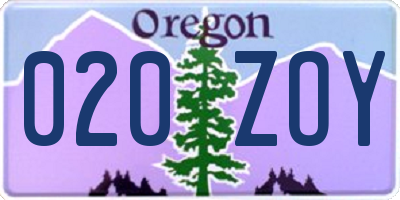 OR license plate 020ZOY