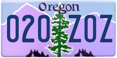 OR license plate 020ZOZ