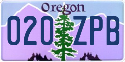 OR license plate 020ZPB