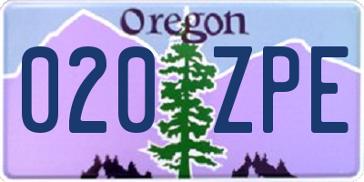 OR license plate 020ZPE