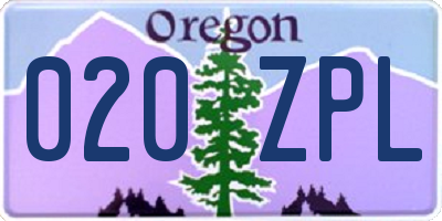 OR license plate 020ZPL