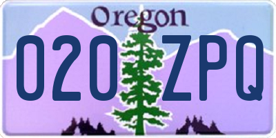 OR license plate 020ZPQ
