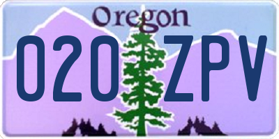 OR license plate 020ZPV