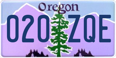 OR license plate 020ZQE