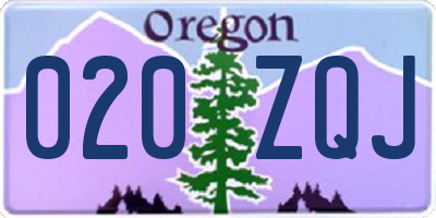 OR license plate 020ZQJ