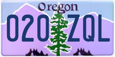 OR license plate 020ZQL