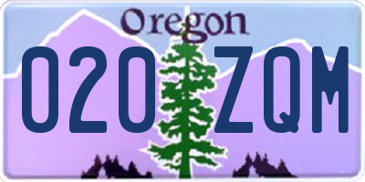 OR license plate 020ZQM