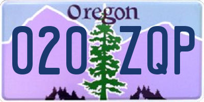 OR license plate 020ZQP