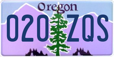 OR license plate 020ZQS