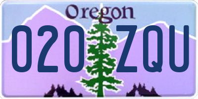 OR license plate 020ZQU