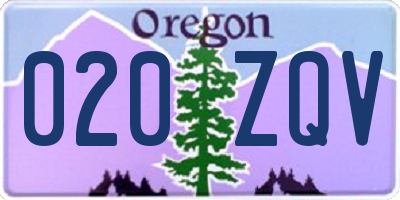 OR license plate 020ZQV